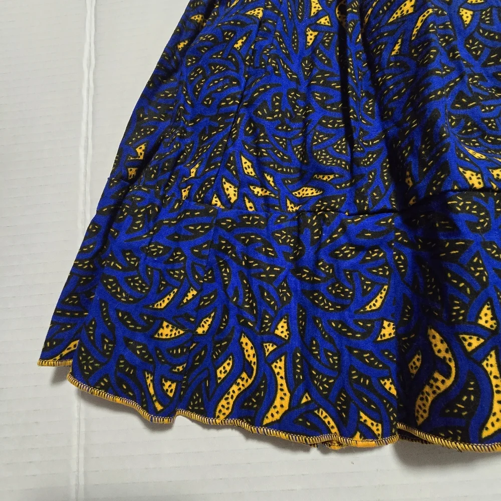 Blue Black and Yellow Patterned Dress - 3T